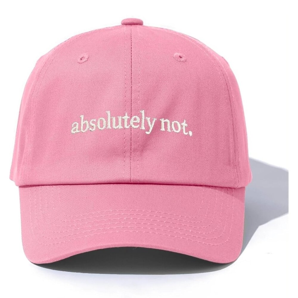 "absolutely not." Pink & White Baseball Cap Hat w. Adjustable Back NWT